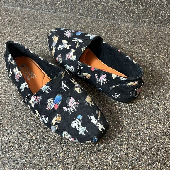 BOBS from Skechers Memory Foam Dogs Sports Black Canvas Slip On Shoe Womens Sz 7 - Picture 2 of 11